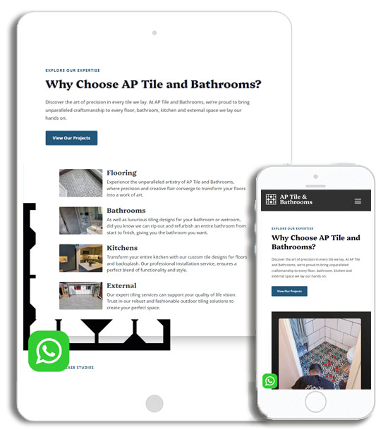 AP Tile and Bathrooms mobile tablet